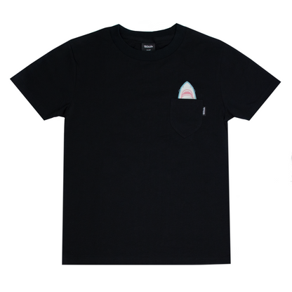 Rubber Ducky Floatie Shark Black Short Sleeve Pocket Tee