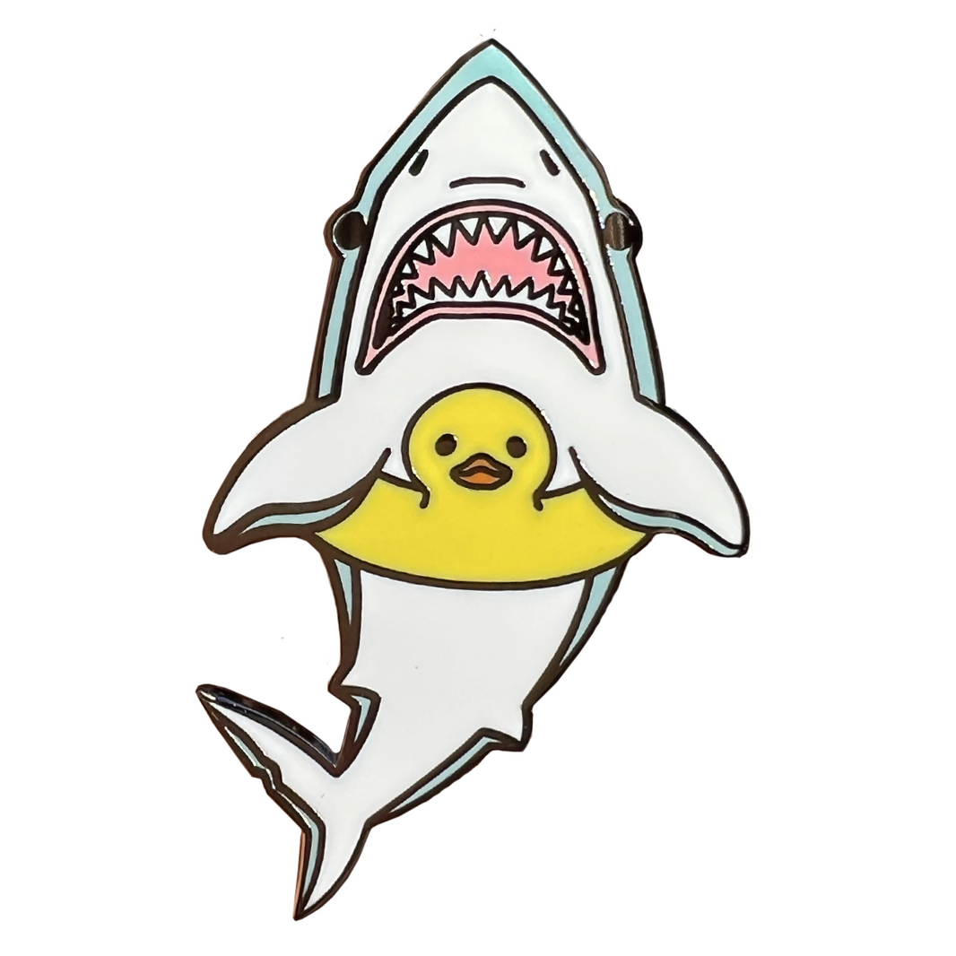 Rubber Ducky Floatie Shark Enamel Pin