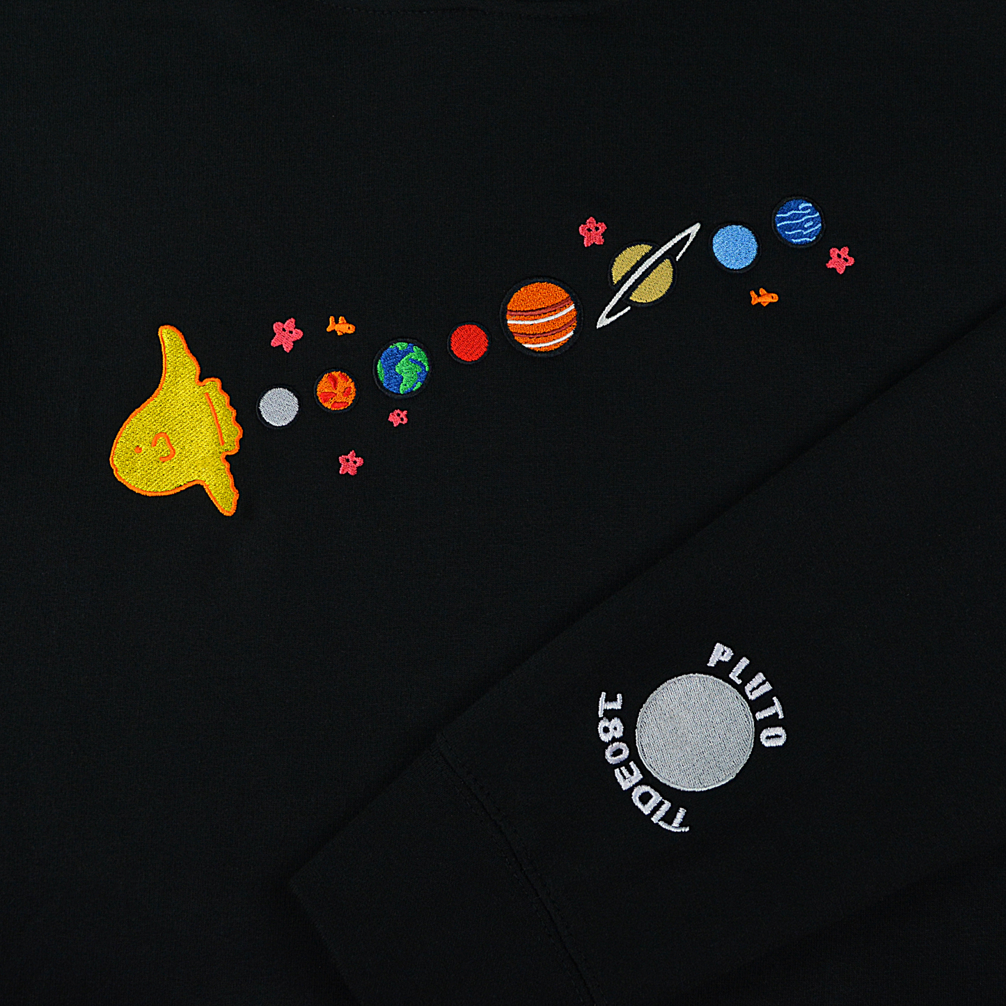 Sunfish Solar System Embroidered Black Hoodie