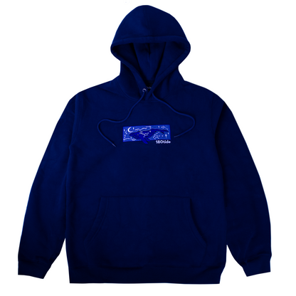 Whale Constellations Embroidered Navy Blue Hoodie