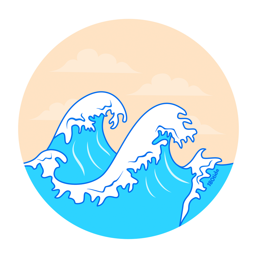 Pastel Waves Blue Sticker, die-cut vinyl sticker, front
