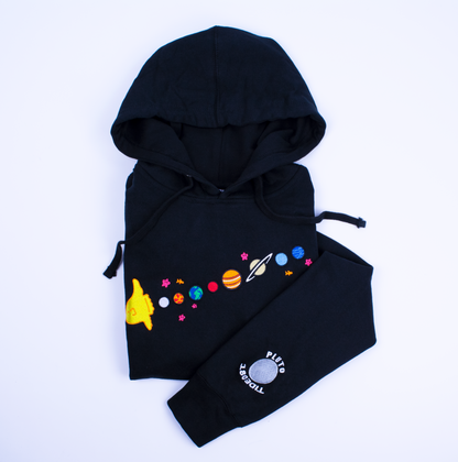 Sunfish Solar System Embroidered Black Hoodie