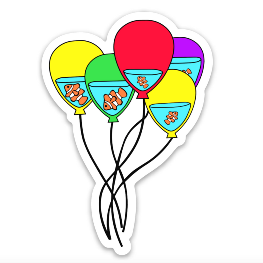Water Balloons Clownfish Sticker, die-cut vinyl sticker, front